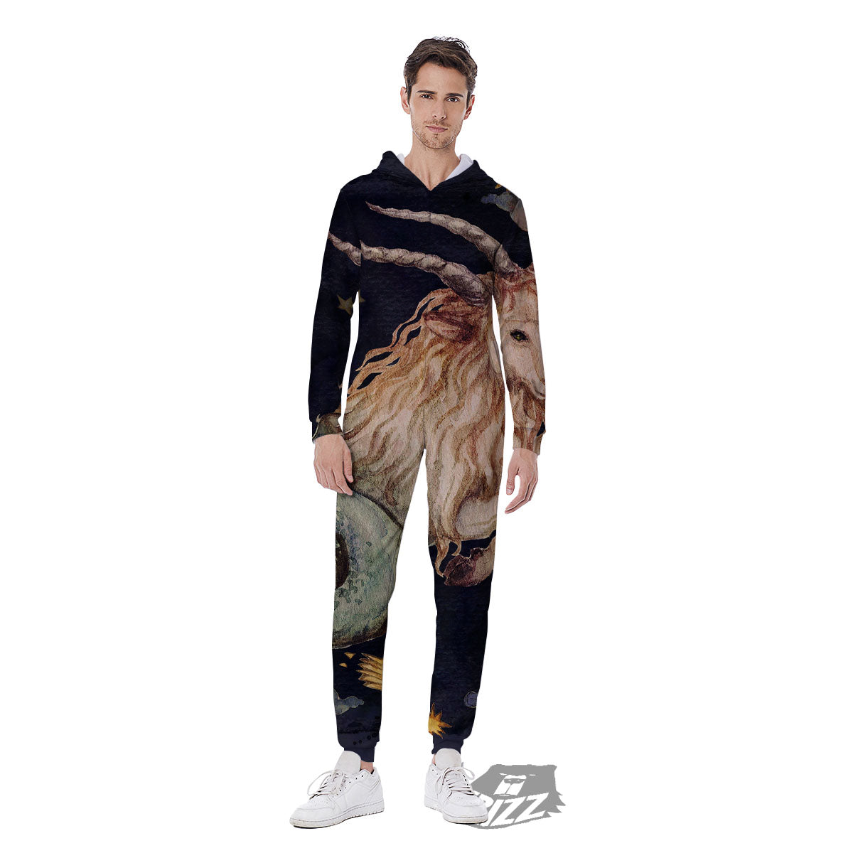 Zodiac Sign Watercolor Capricorn Print Men's Jumpsuit-grizzshop