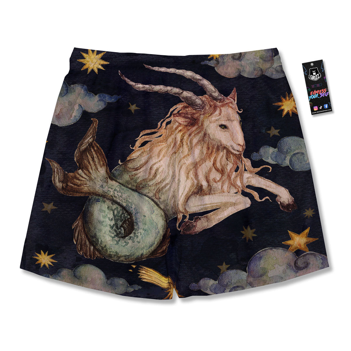 Zodiac Sign Watercolor Capricorn Print Men's Running Shorts-grizzshop