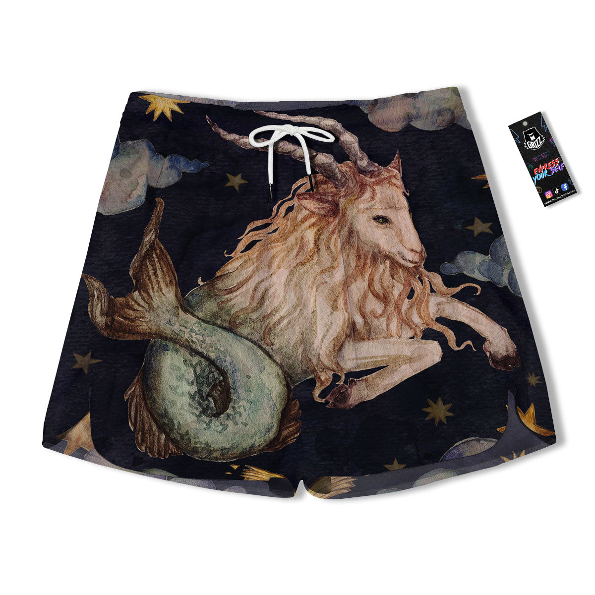 Zodiac Sign Watercolor Capricorn Print Men's Running Shorts-grizzshop