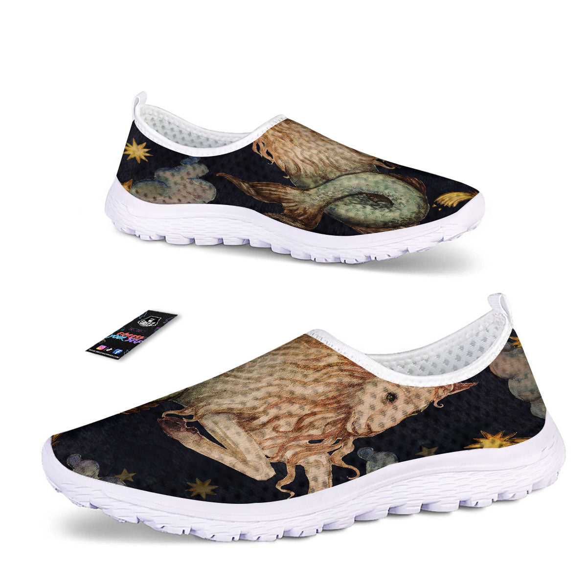 Zodiac Sign Watercolor Capricorn Print Nurse Shoes-grizzshop