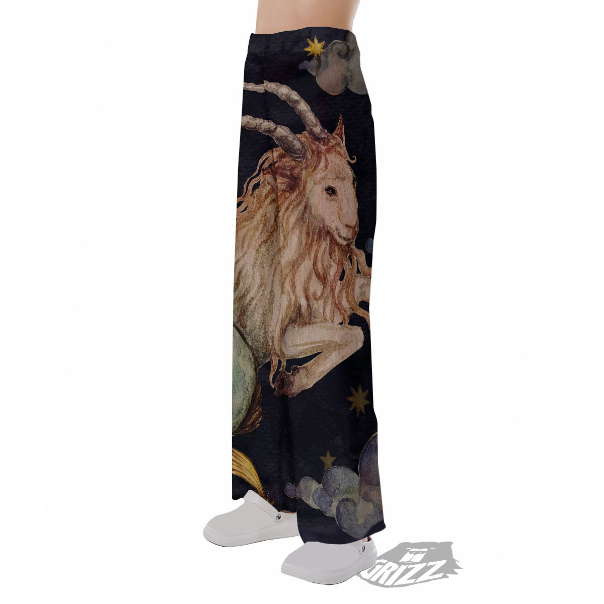 Zodiac Sign Watercolor Capricorn Print Pajama Pants-grizzshop