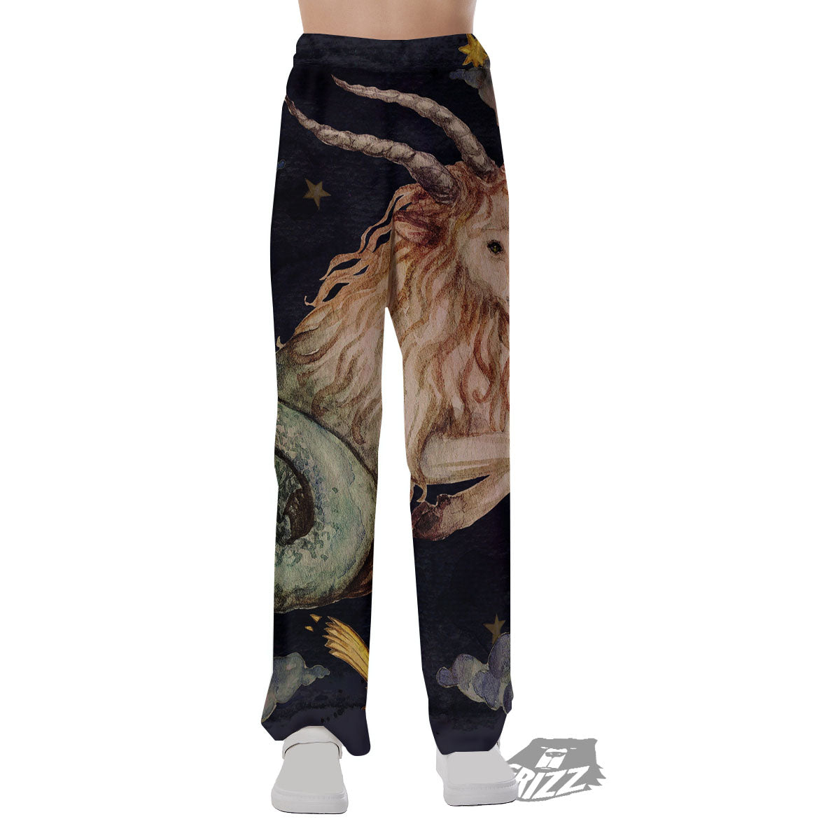Zodiac Sign Watercolor Capricorn Print Pajama Pants-grizzshop