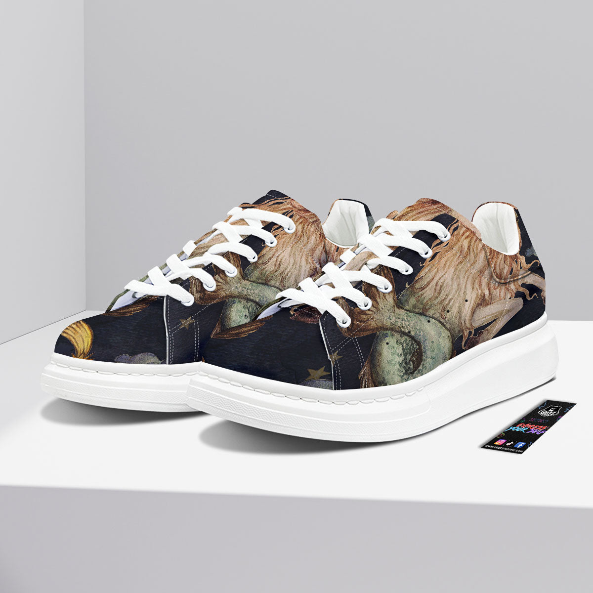 Zodiac Sign Watercolor Capricorn Print Platform Shoes-grizzshop