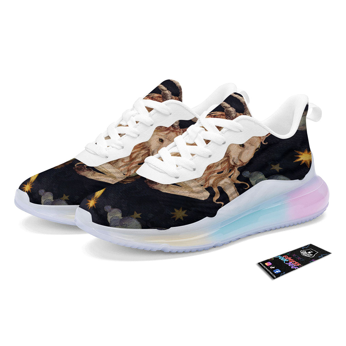 Zodiac Sign Watercolor Capricorn Print Running Sneakers-grizzshop