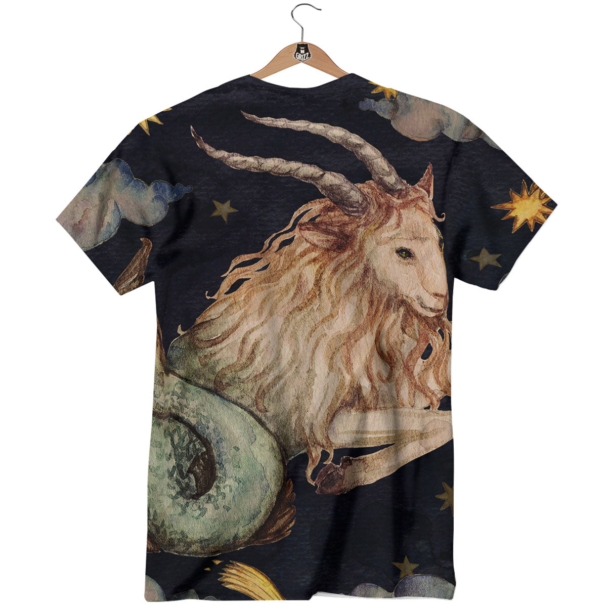 Zodiac Sign Watercolor Capricorn Print T-Shirt-grizzshop