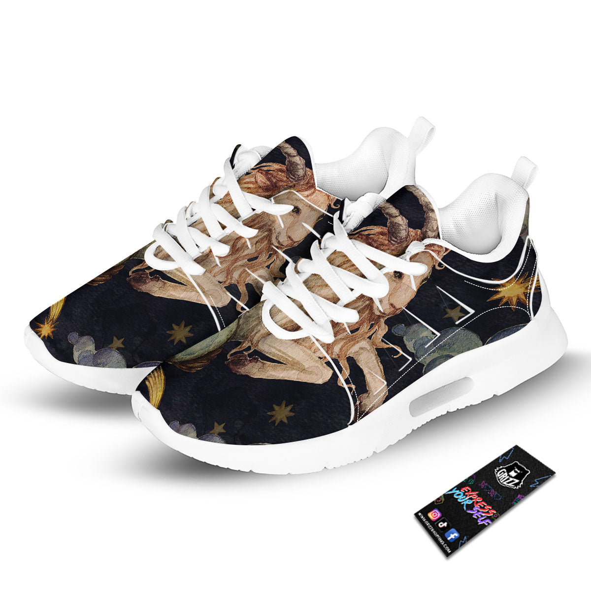 Zodiac Sign Watercolor Capricorn Print Tennis Shoes-grizzshop