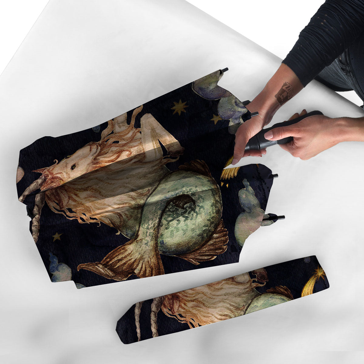 Zodiac Sign Watercolor Capricorn Print Umbrella-grizzshop
