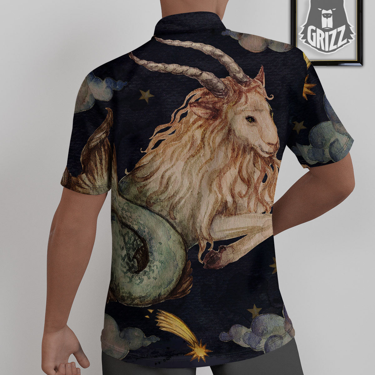 Zodiac Sign Watercolor Capricorn Print Untucked Shirts-grizzshop