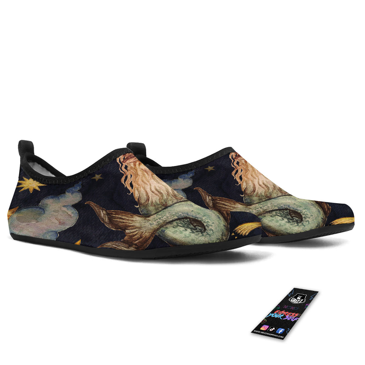 Zodiac Sign Watercolor Capricorn Print Water Shoes-grizzshop