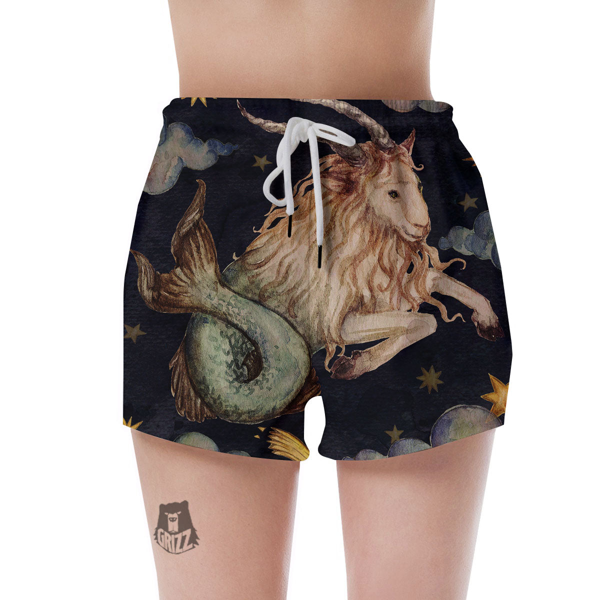 Zodiac Sign Watercolor Capricorn Print Women's Shorts-grizzshop