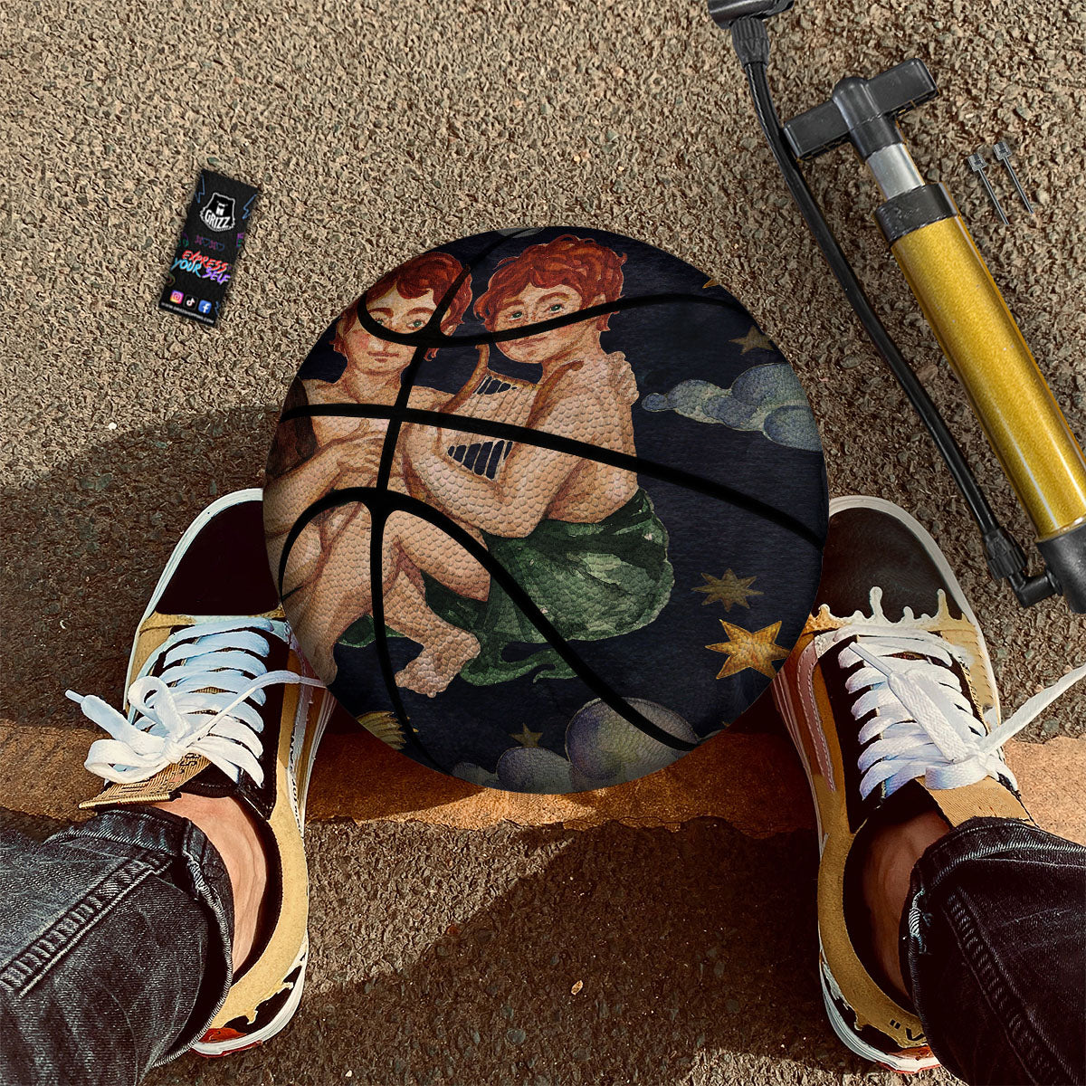 Zodiac Sign Watercolor Gemini Print Basketball-grizzshop