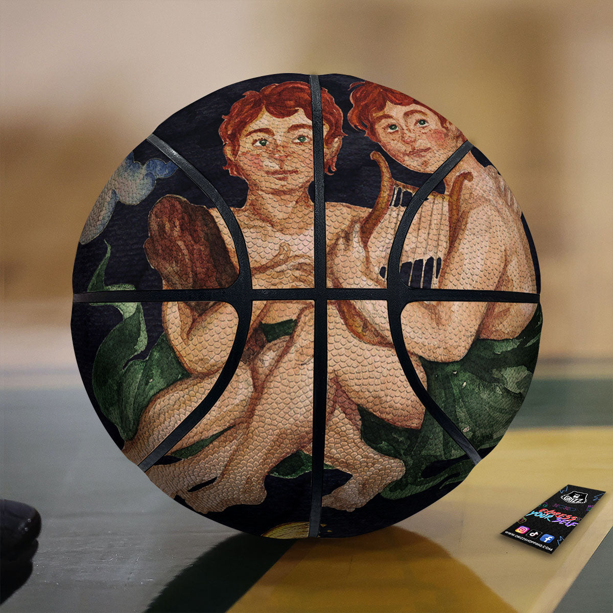 Zodiac Sign Watercolor Gemini Print Basketball-grizzshop