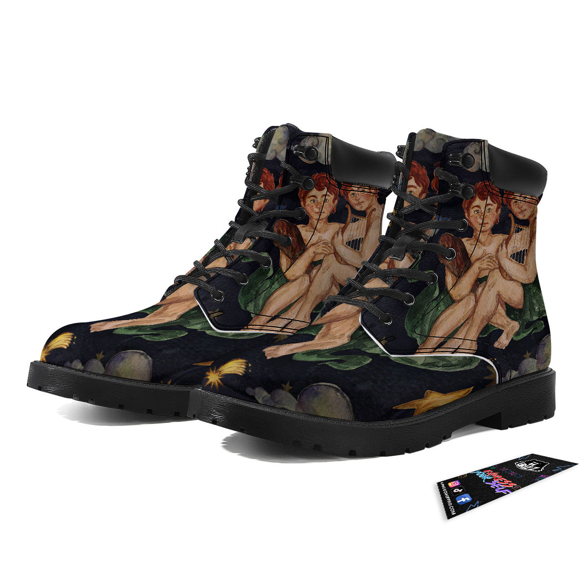 Zodiac Sign Watercolor Gemini Print Boots-grizzshop