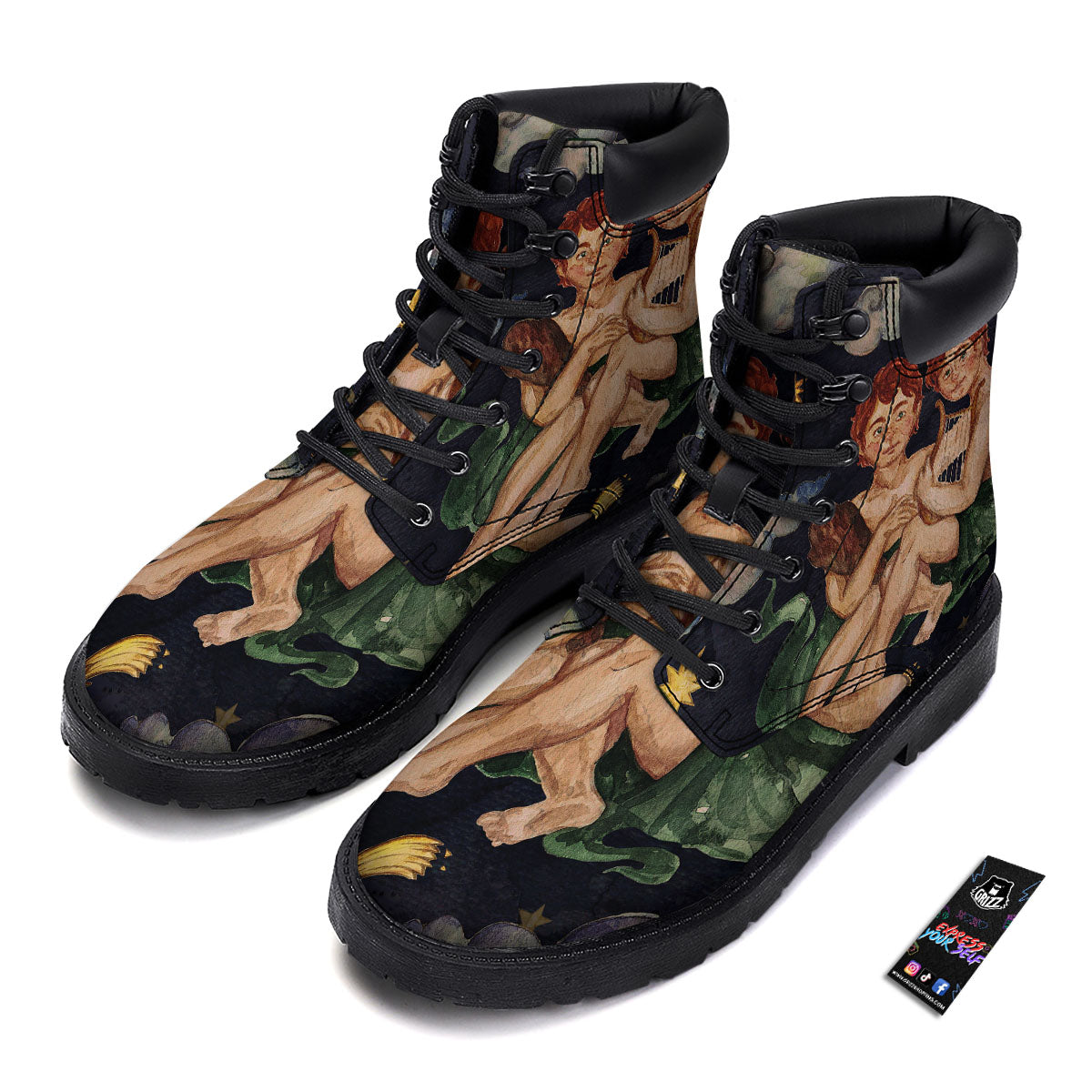 Zodiac Sign Watercolor Gemini Print Boots-grizzshop