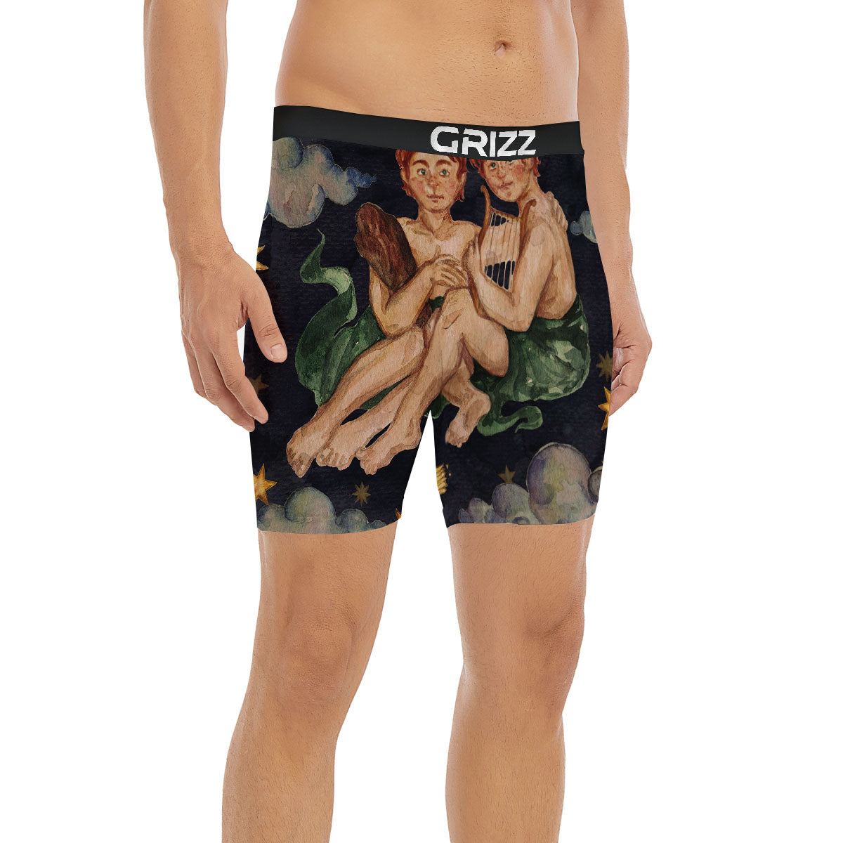 Zodiac Sign Watercolor Gemini Print Boxer Briefs-grizzshop