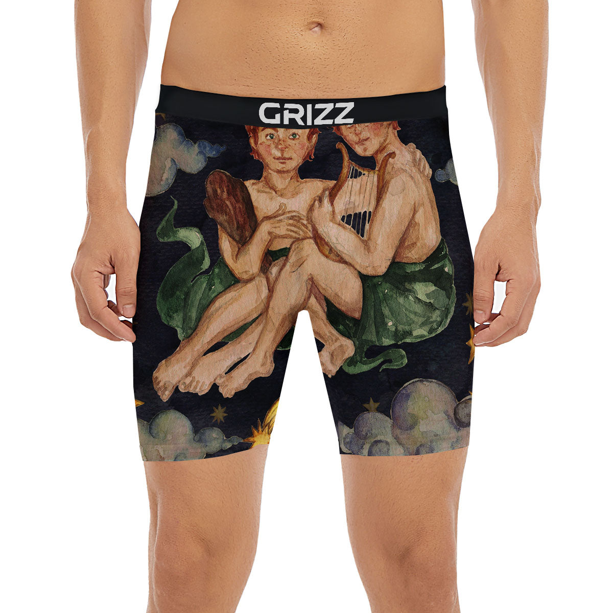 Zodiac Sign Watercolor Gemini Print Boxer Briefs-grizzshop
