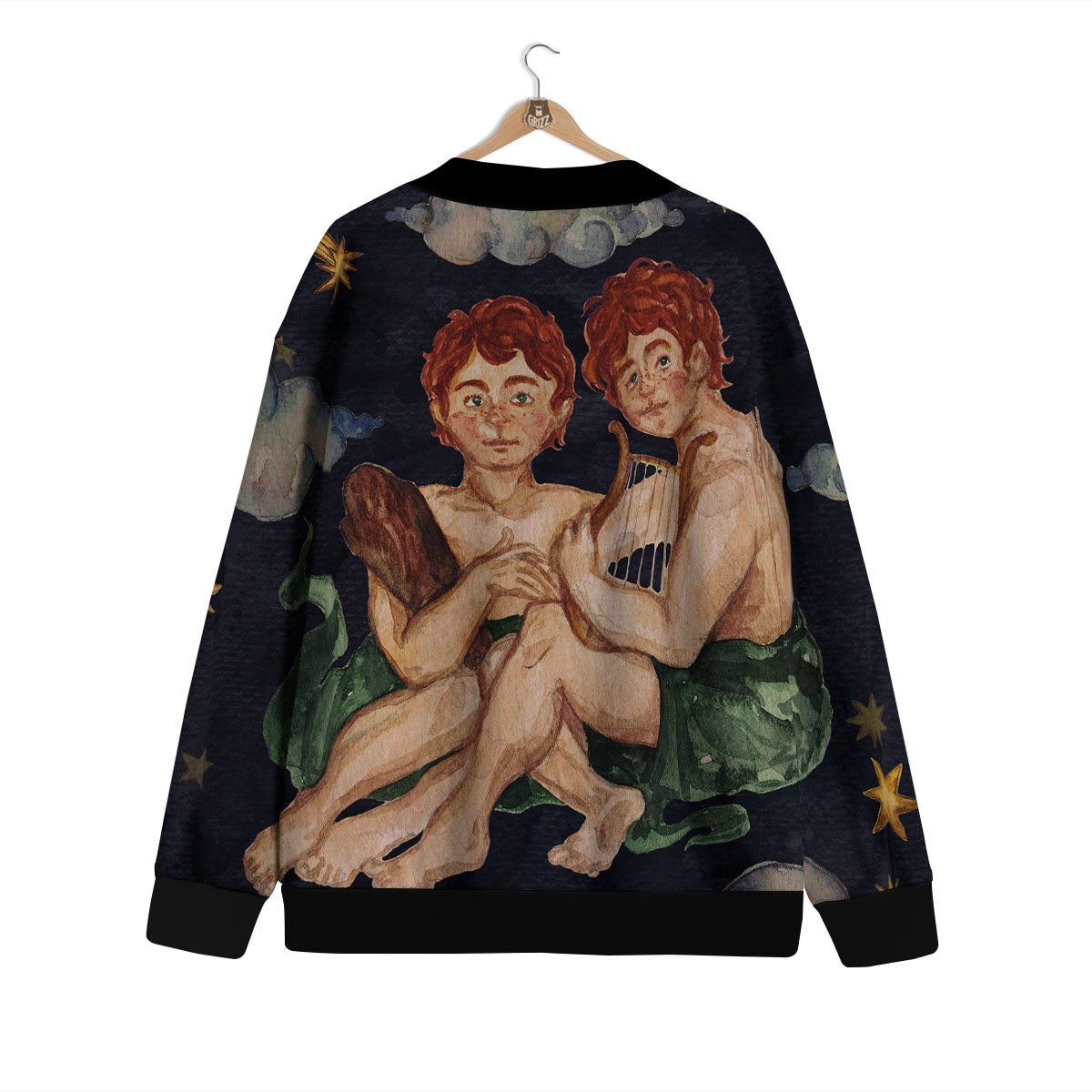 Zodiac Sign Watercolor Gemini Print Cardigan-grizzshop