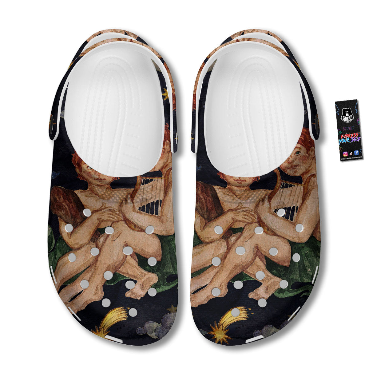 Zodiac Sign Watercolor Gemini Print Clog-grizzshop