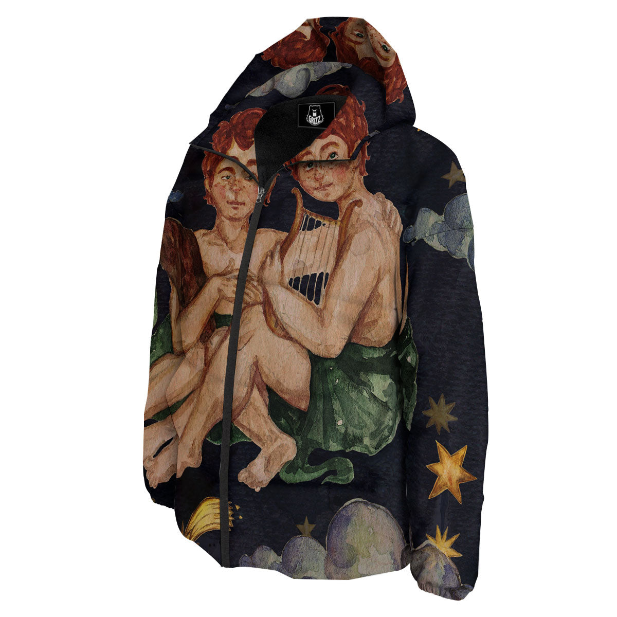 Zodiac Sign Watercolor Gemini Print Down Jacket-grizzshop