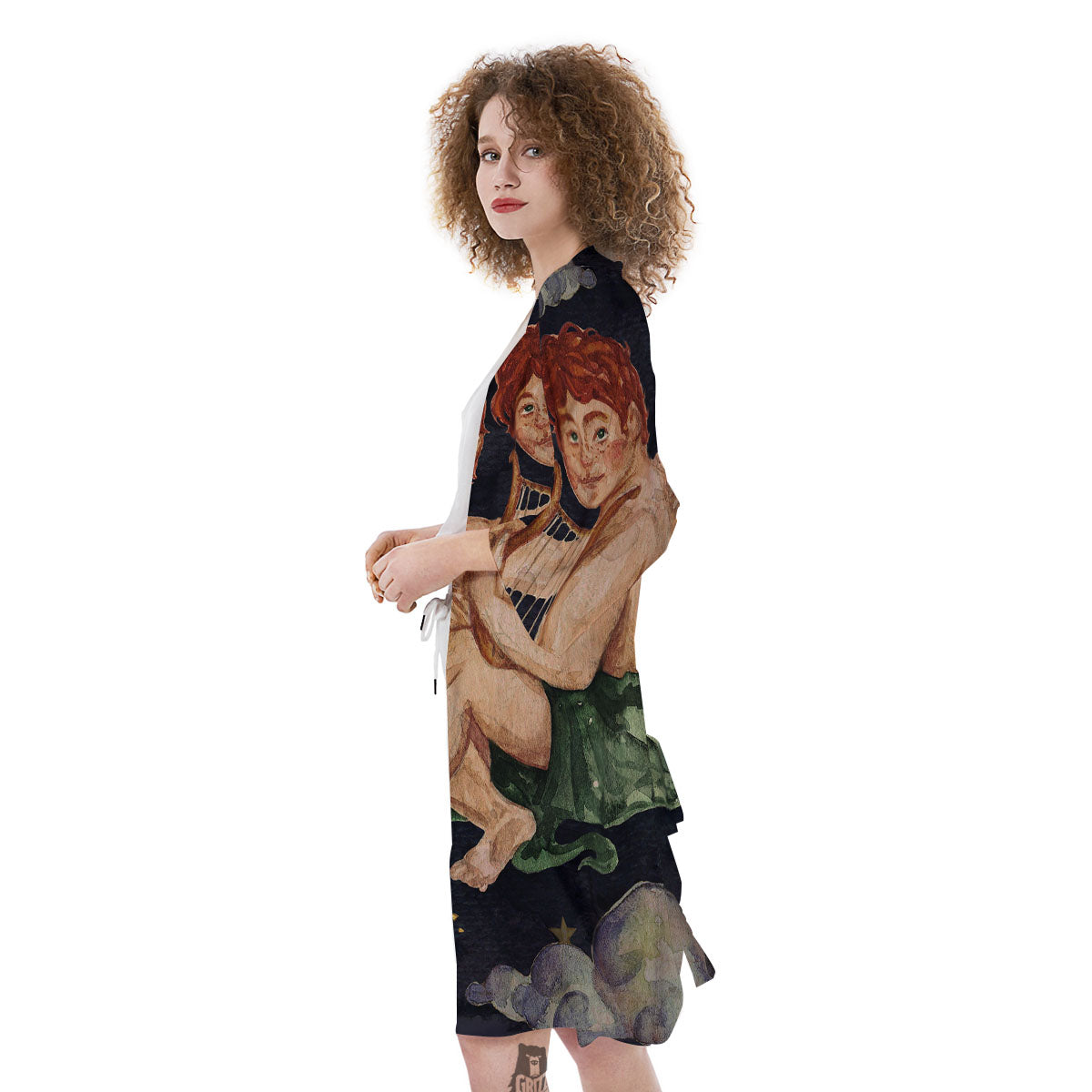 Zodiac Sign Watercolor Gemini Print Kimono-grizzshop