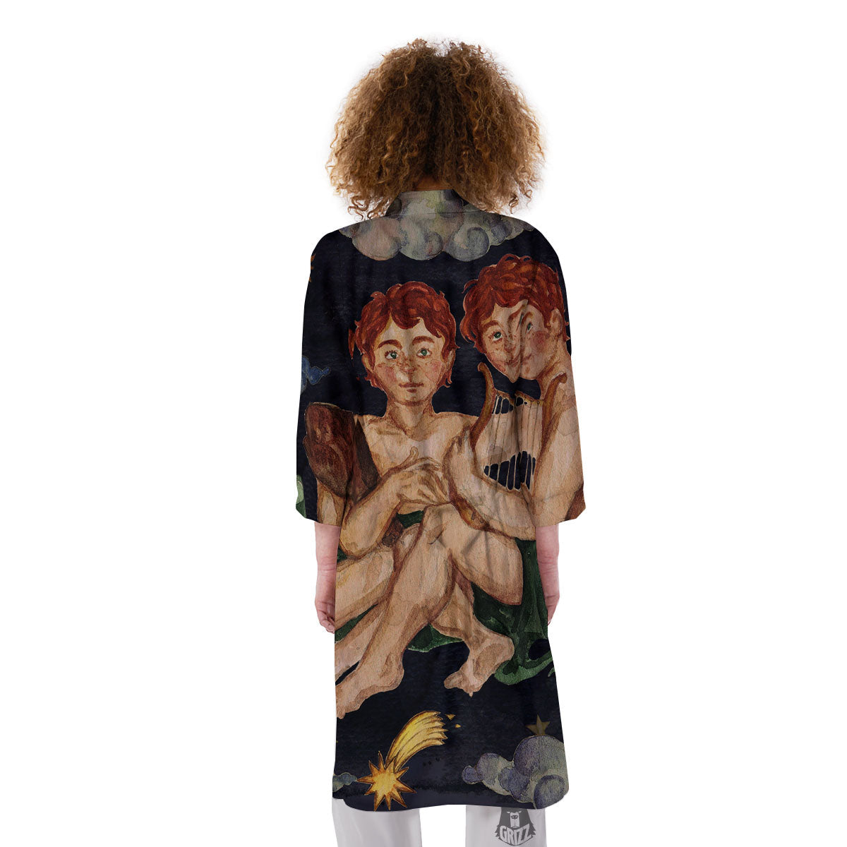 Zodiac Sign Watercolor Gemini Print Kimono-grizzshop