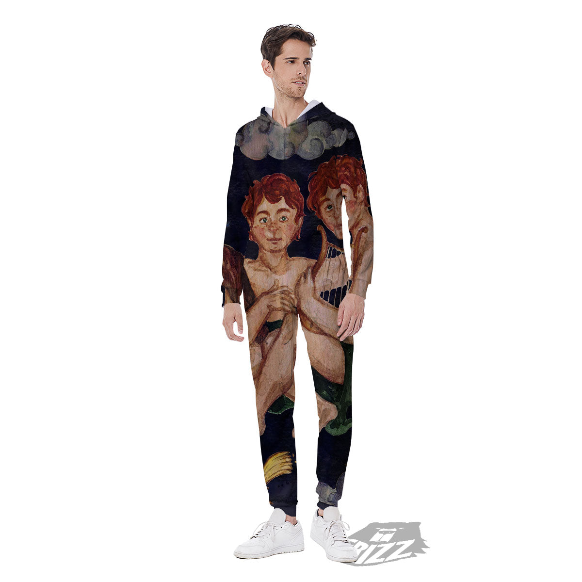 Zodiac Sign Watercolor Gemini Print Men's Jumpsuit-grizzshop