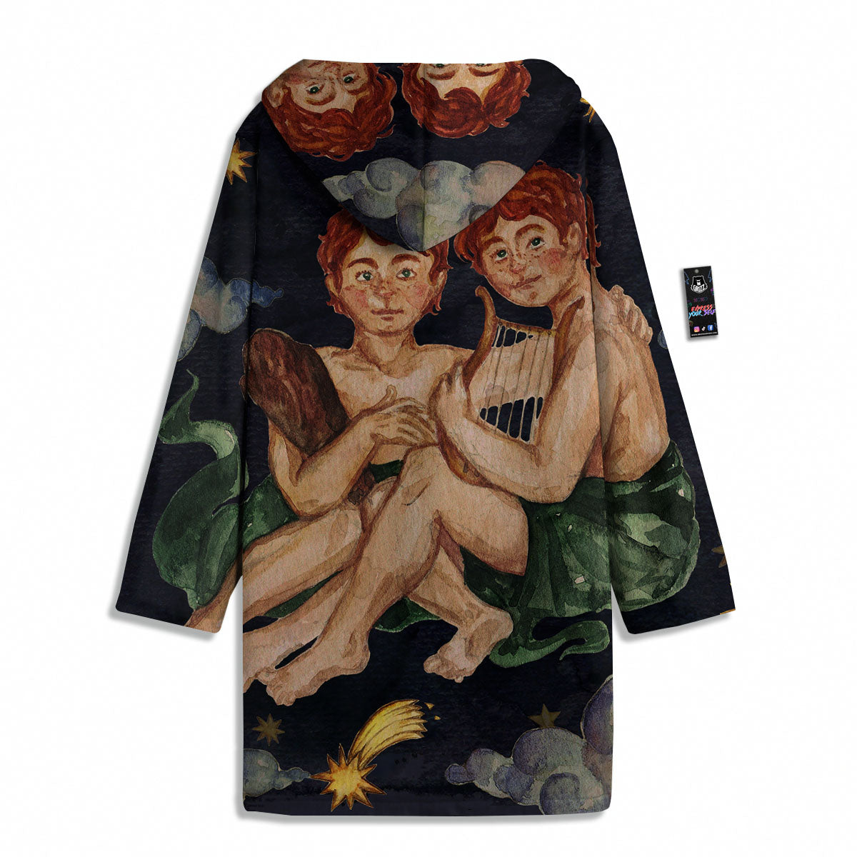 Zodiac Sign Watercolor Gemini Print Men's Windbreaker Jacket-grizzshop