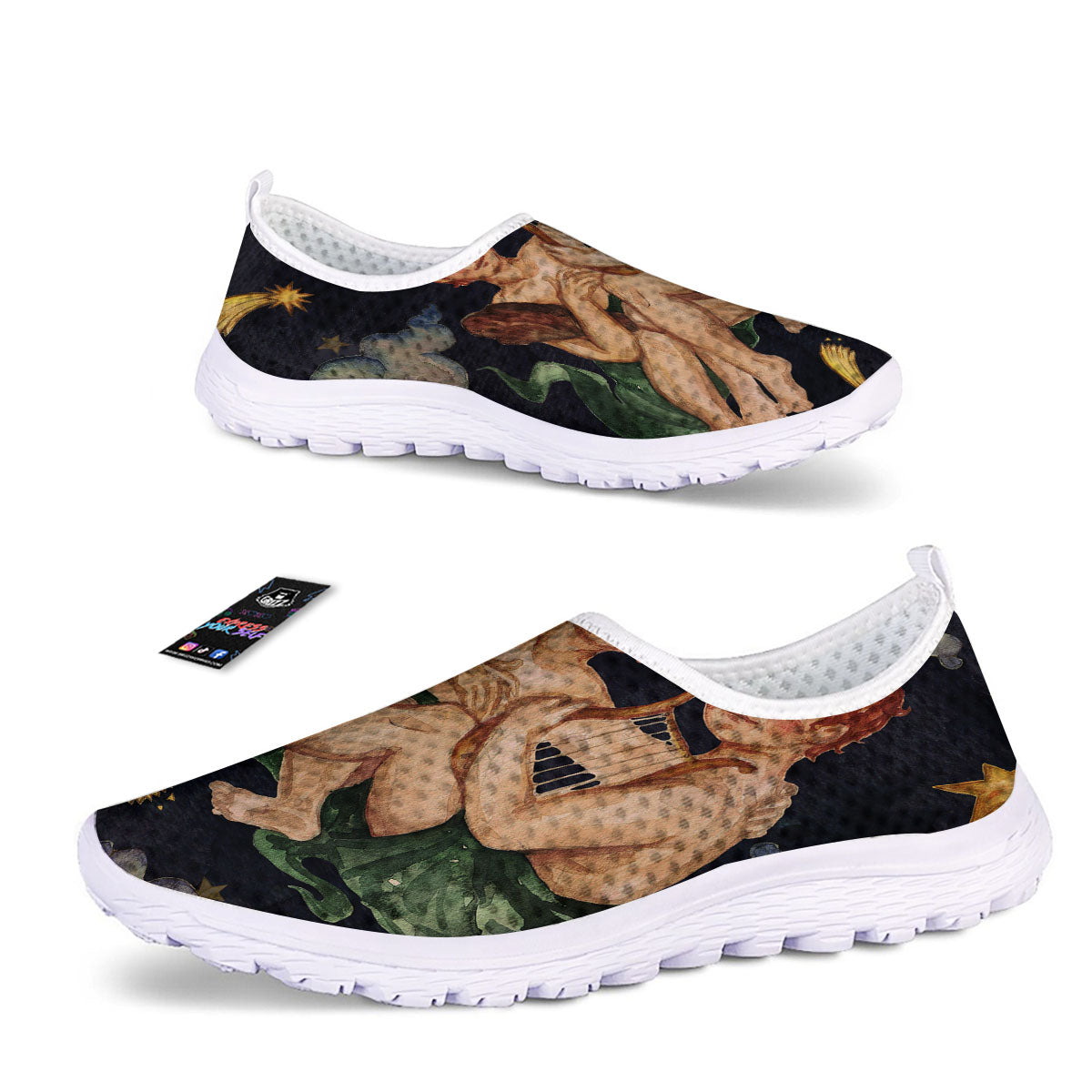 Zodiac Sign Watercolor Gemini Print Nurse Shoes-grizzshop