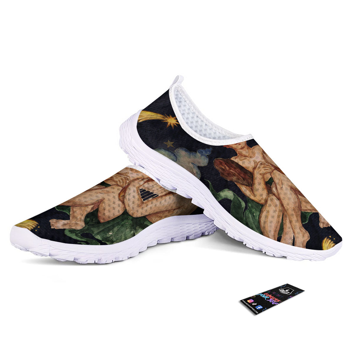 Zodiac Sign Watercolor Gemini Print Nurse Shoes-grizzshop