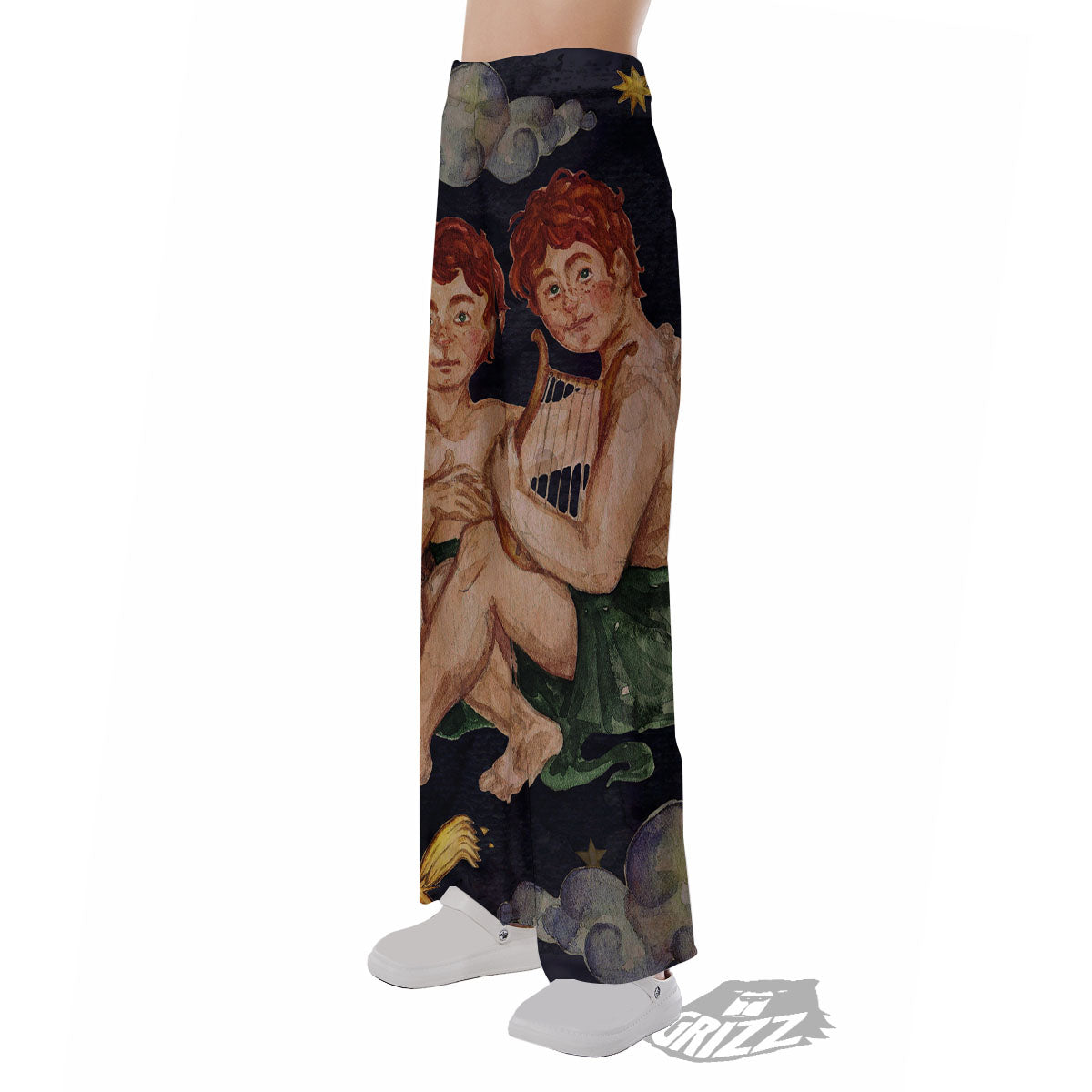 Zodiac Sign Watercolor Gemini Print Pajama Pants-grizzshop