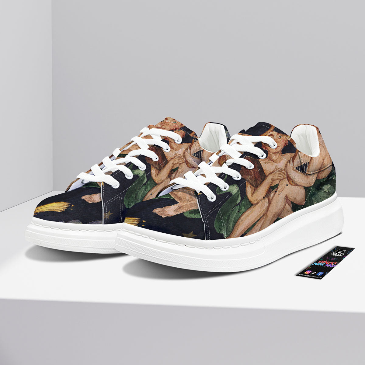 Zodiac Sign Watercolor Gemini Print Platform Shoes-grizzshop