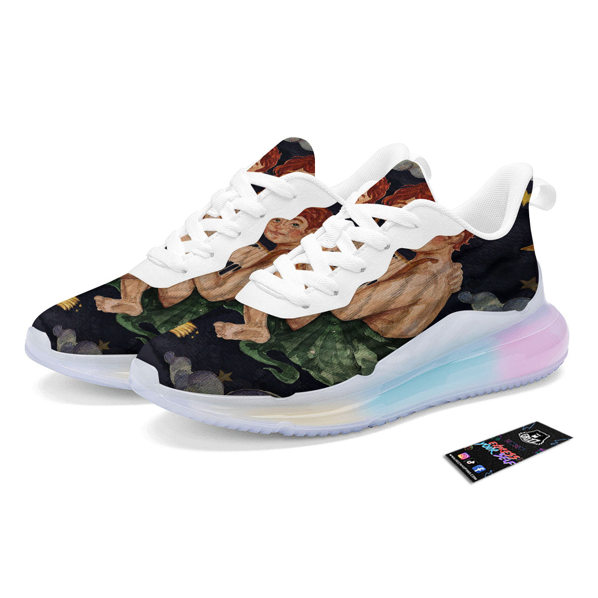 Zodiac Sign Watercolor Gemini Print Running Sneakers-grizzshop