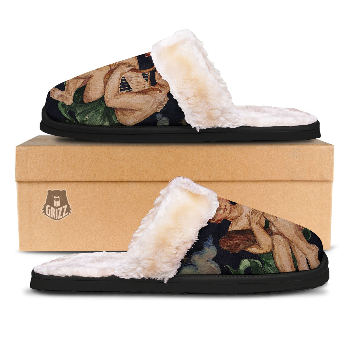 Zodiac Sign Watercolor Gemini Print Slippers-grizzshop