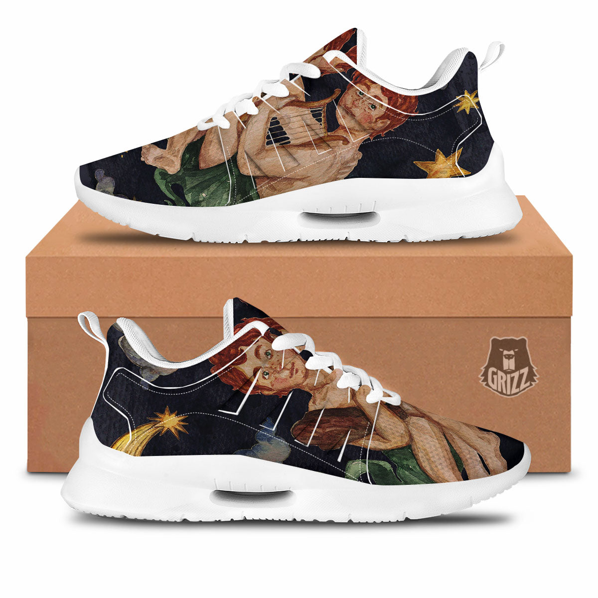 Zodiac Sign Watercolor Gemini Print Tennis Shoes-grizzshop