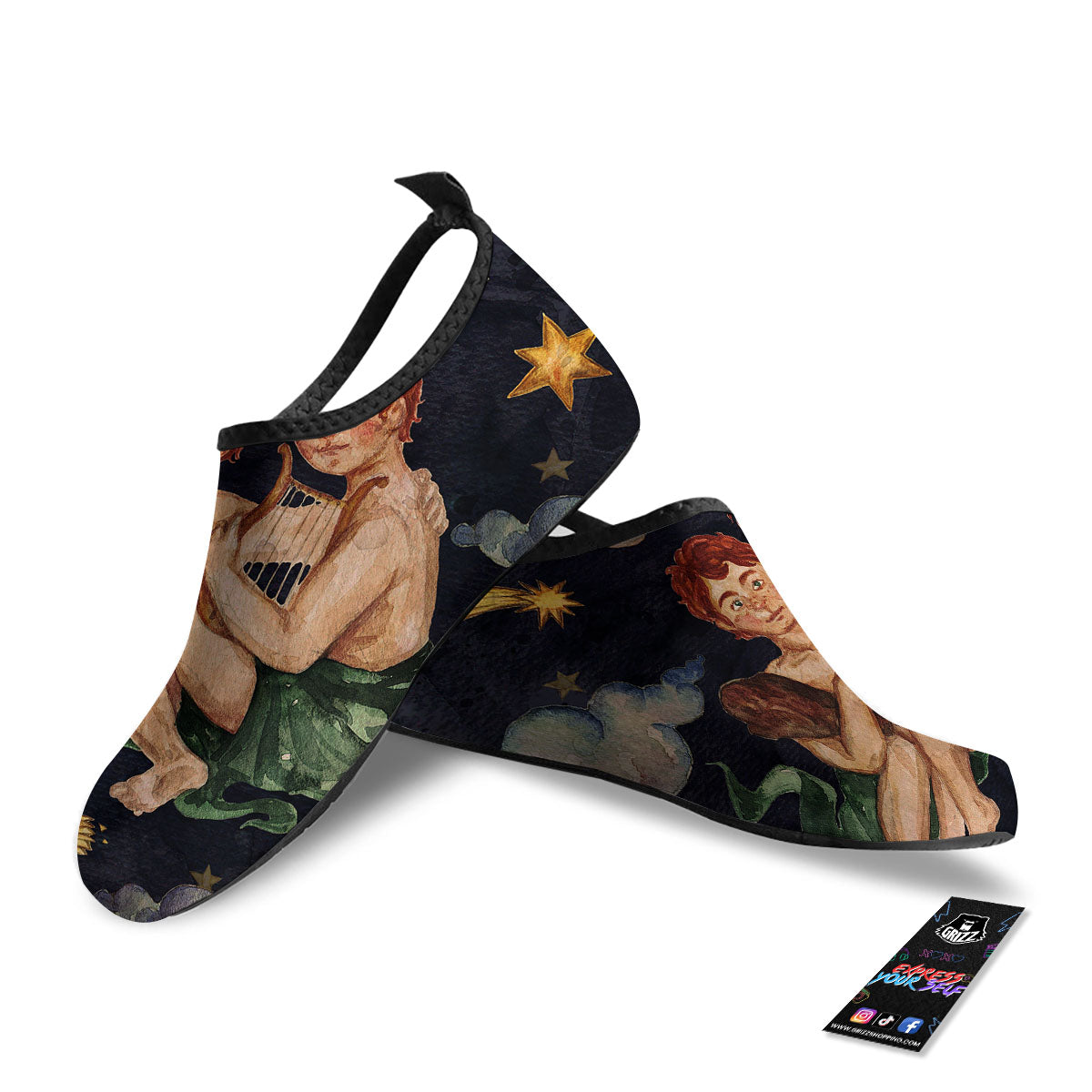 Zodiac Sign Watercolor Gemini Print Water Shoes-grizzshop
