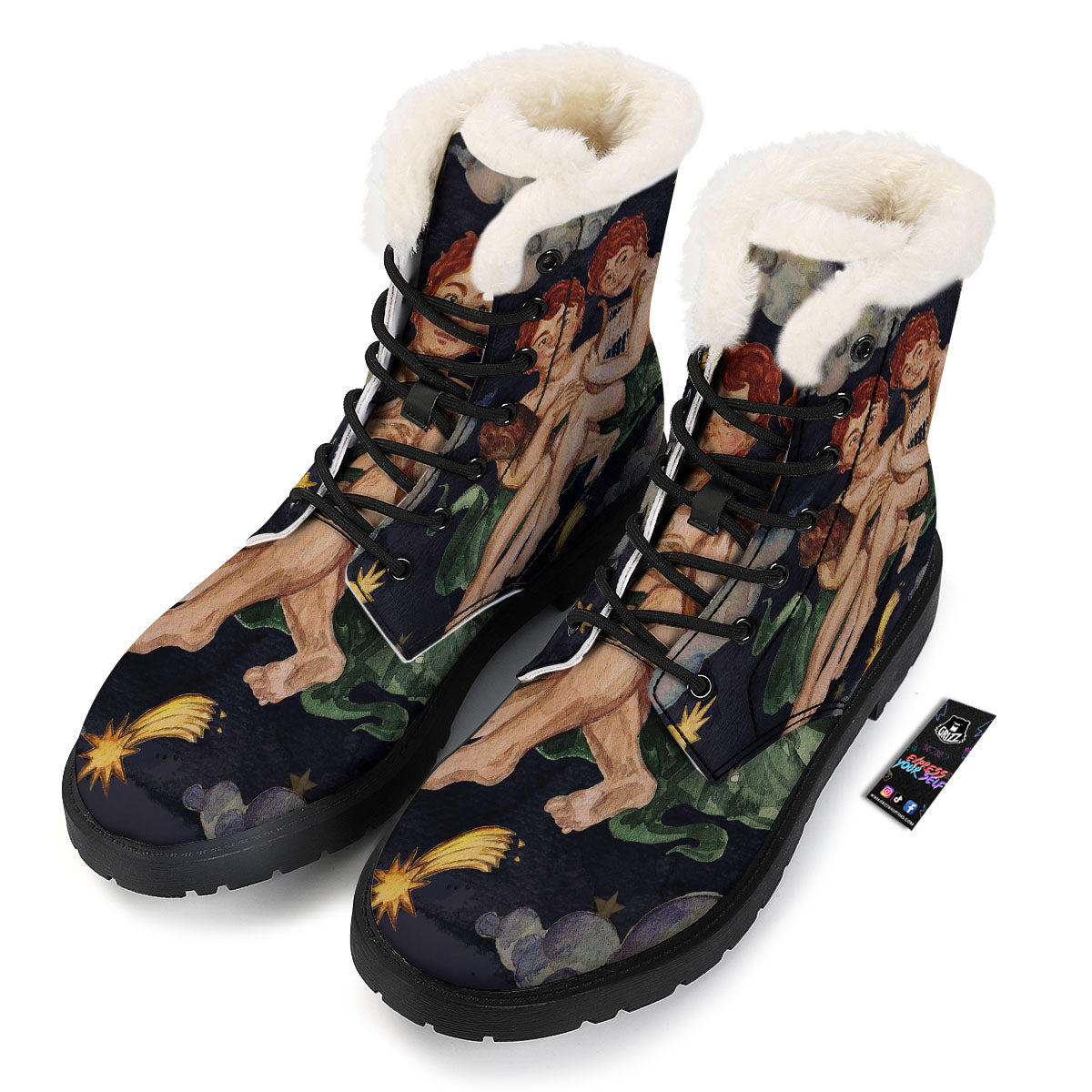 Zodiac Sign Watercolor Gemini Print Winter Boots-grizzshop