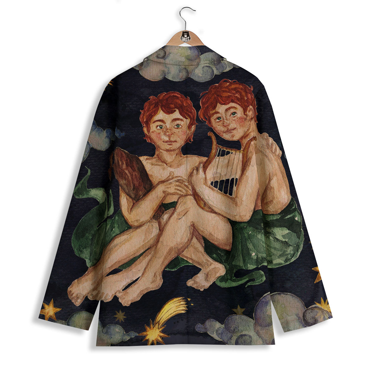 Zodiac Sign Watercolor Gemini Print Women's Blazer-grizzshop