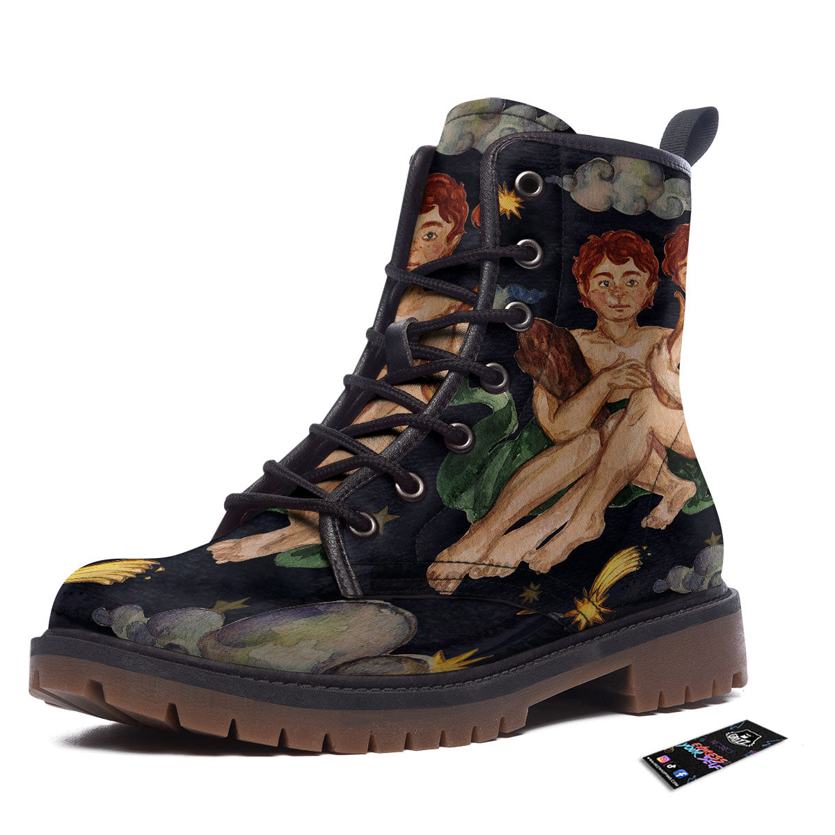 Zodiac Sign Watercolor Gemini Print Work Boots-grizzshop
