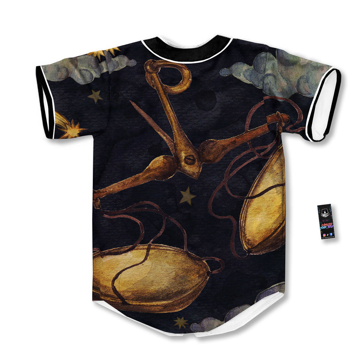 Zodiac Sign Watercolor Libra Print Baseball Jersey-grizzshop