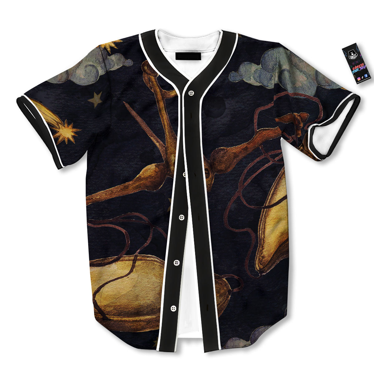 Zodiac Sign Watercolor Libra Print Baseball Jersey-grizzshop