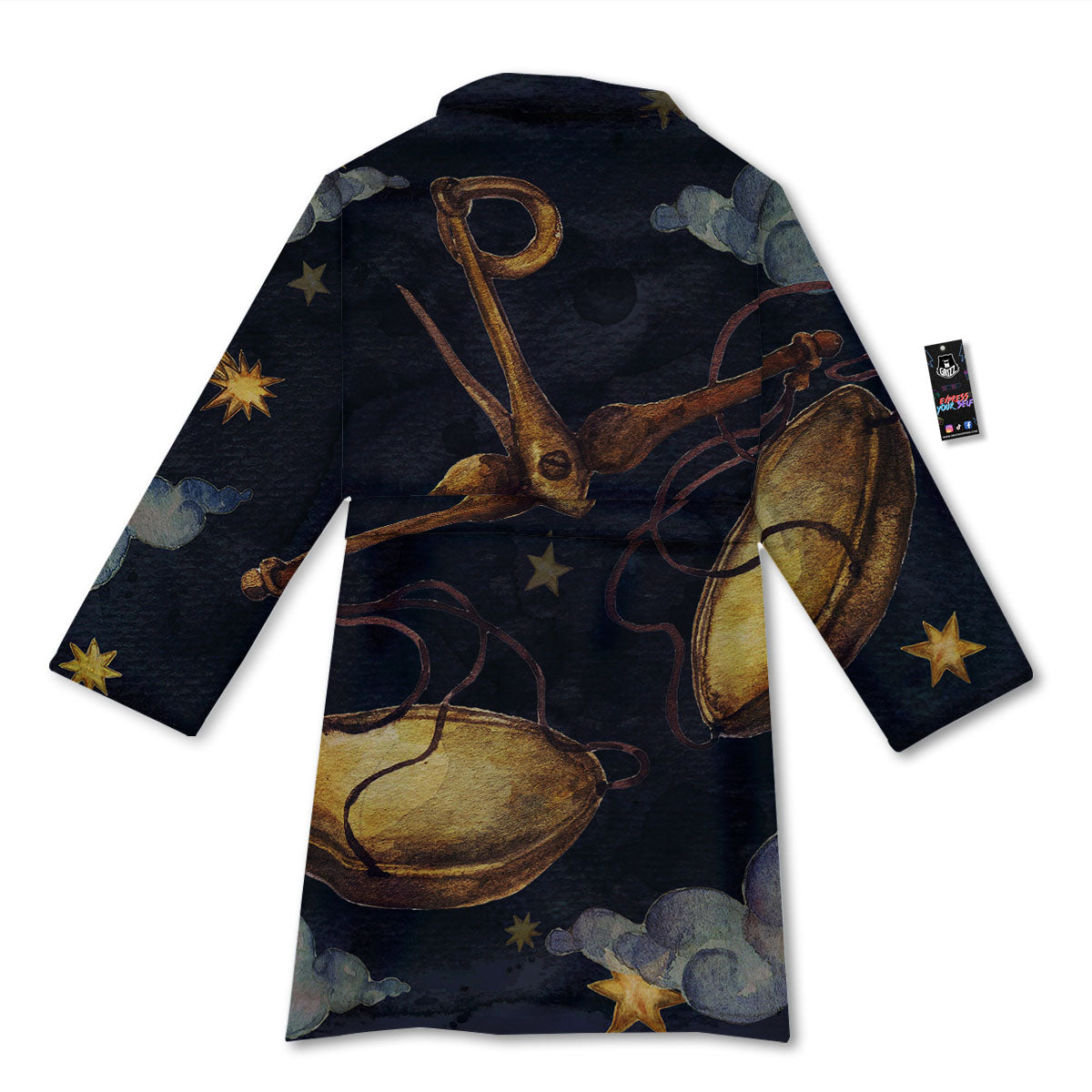 Zodiac Sign Watercolor Libra Print Bathrobe-grizzshop