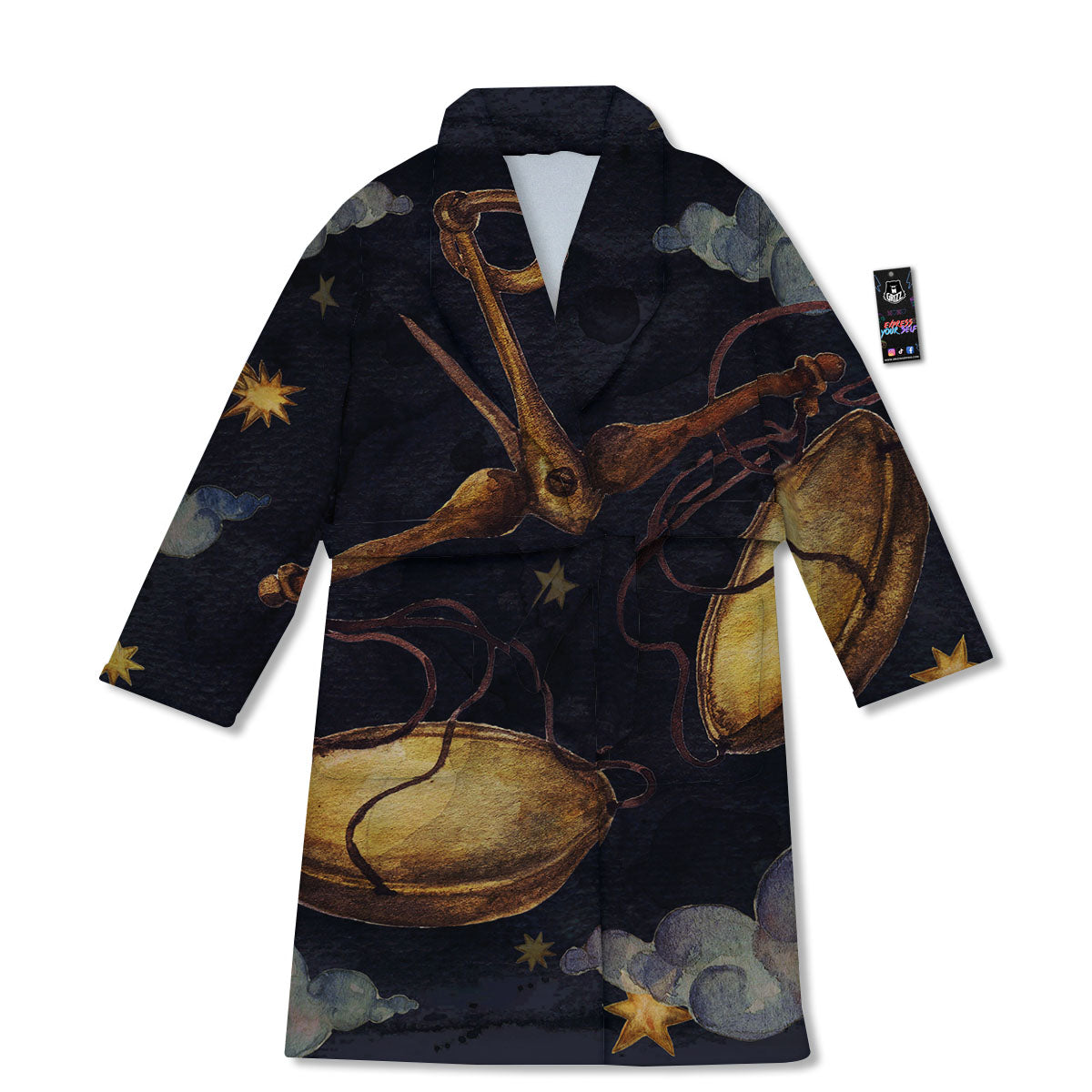 Zodiac Sign Watercolor Libra Print Bathrobe-grizzshop
