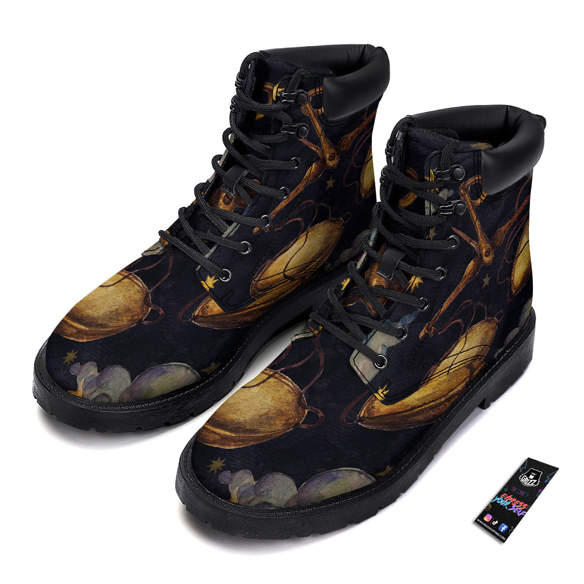 Zodiac Sign Watercolor Libra Print Boots-grizzshop