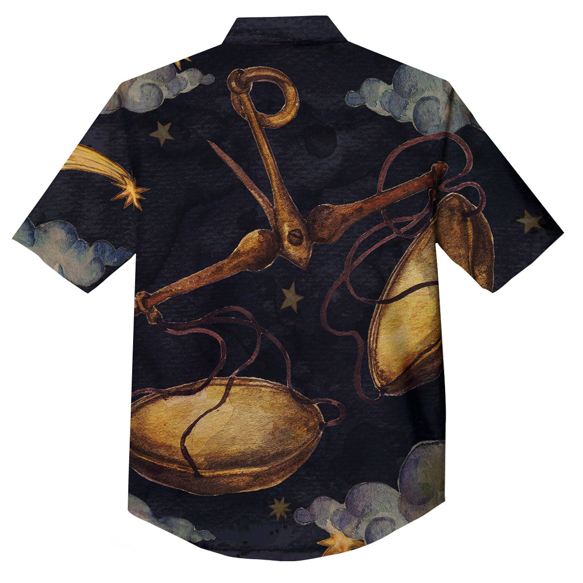 Zodiac Sign Watercolor Libra Print Button Up Shirt-grizzshop