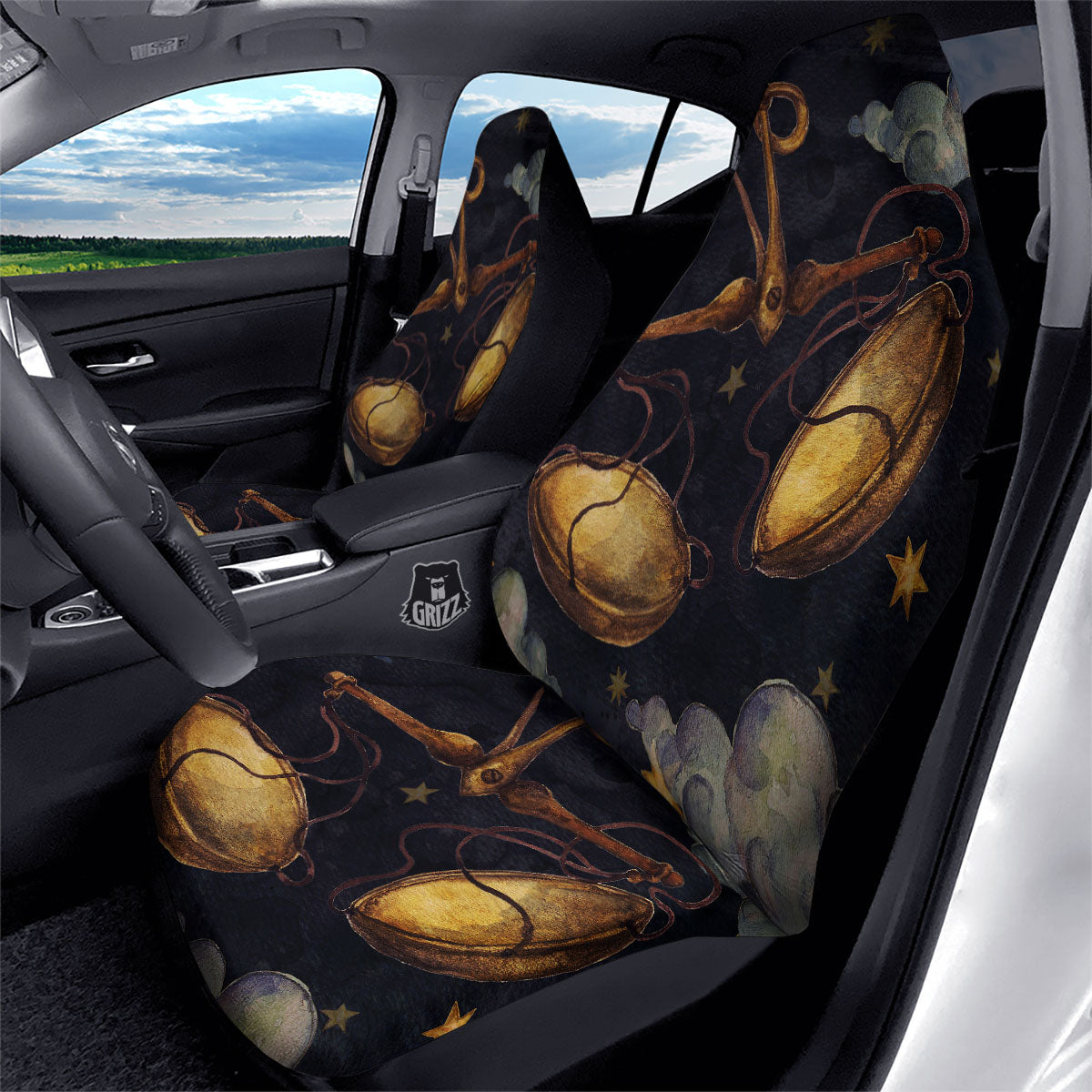 Zodiac Sign Watercolor Libra Print Car Seat Covers-grizzshop