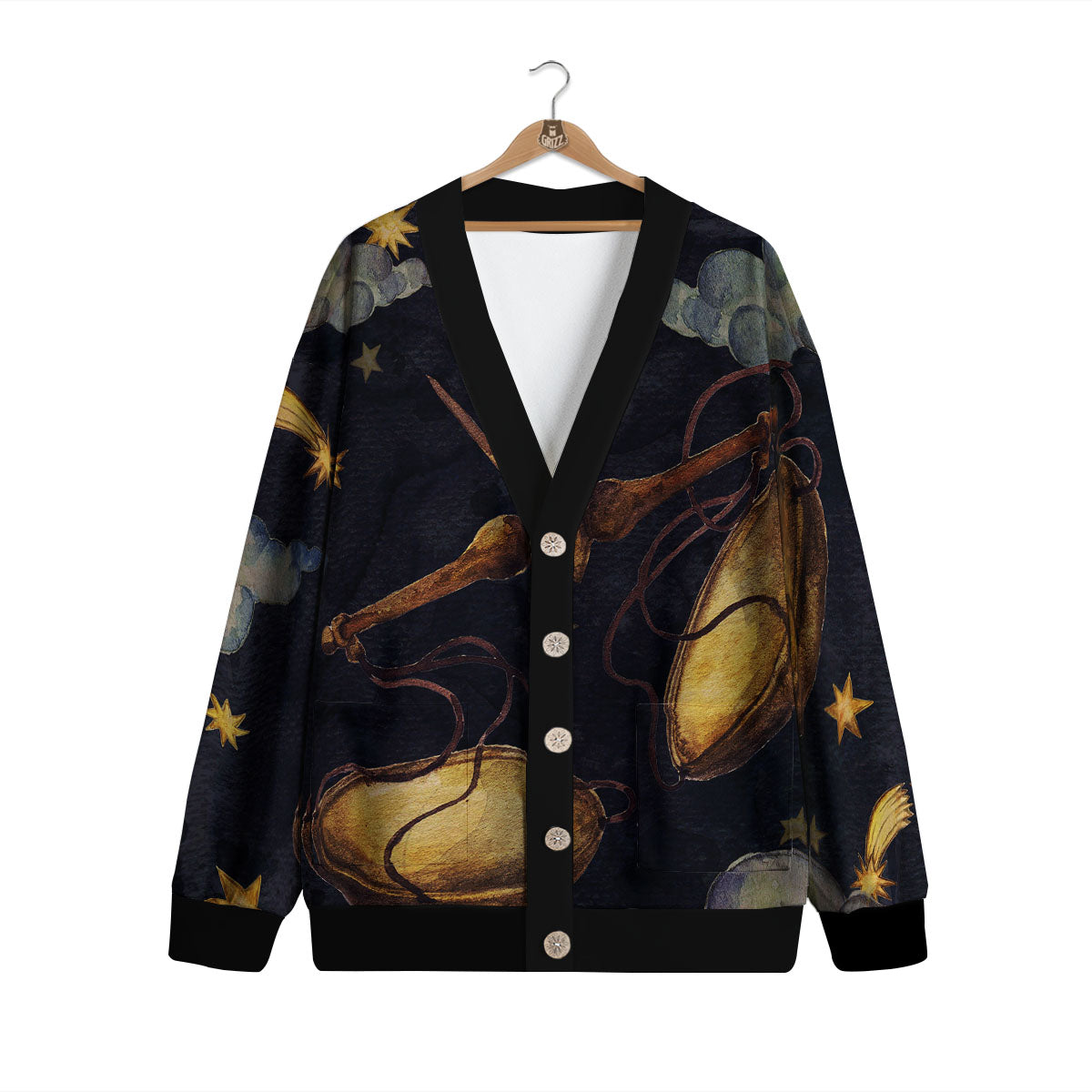 Zodiac Sign Watercolor Libra Print Cardigan-grizzshop
