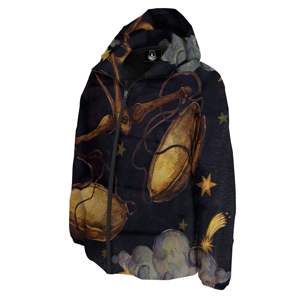 Zodiac Sign Watercolor Libra Print Down Jacket-grizzshop