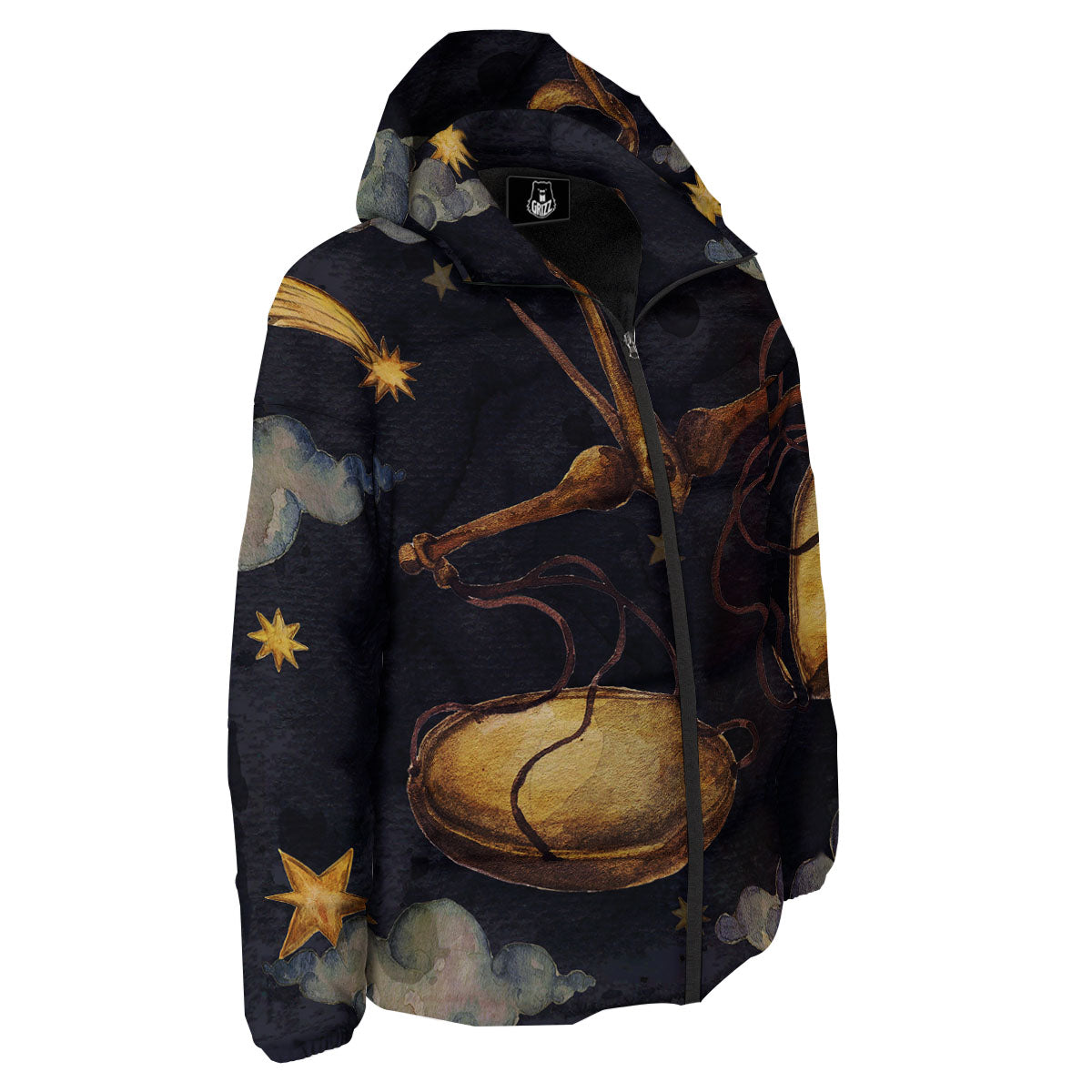 Zodiac Sign Watercolor Libra Print Down Jacket-grizzshop