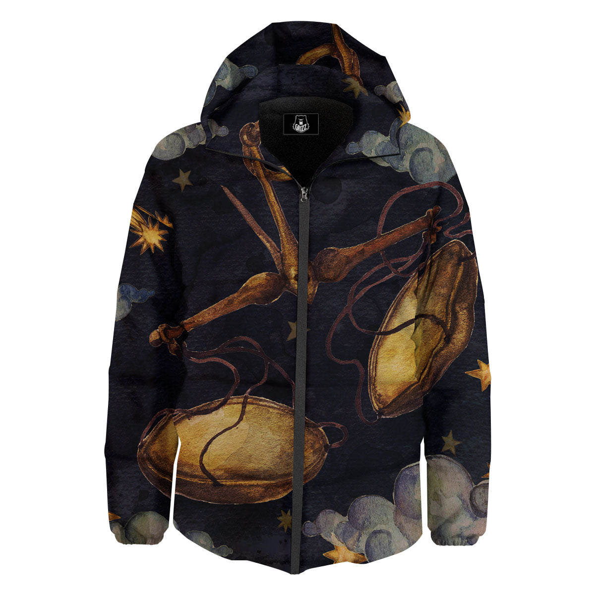 Zodiac Sign Watercolor Libra Print Down Jacket-grizzshop