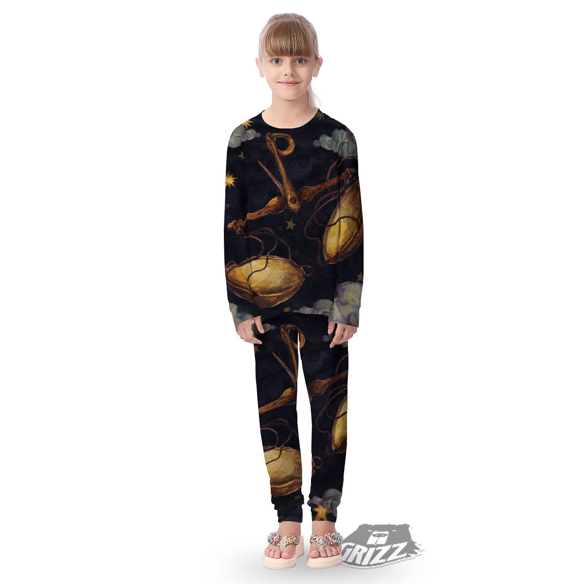 Zodiac Sign Watercolor Libra Print Kid's Pajamas-grizzshop